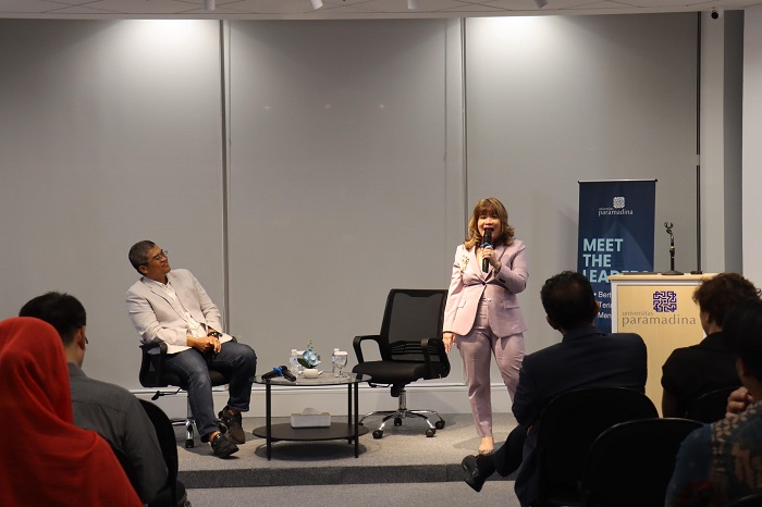 Shinta W. Kamdani ungkap strategi Indonesia Incorporated untuk atasi 7,8 juta pengangguran dan dorong ekonomi berkelanjutan. (Dok. Universitas Paramadina)

